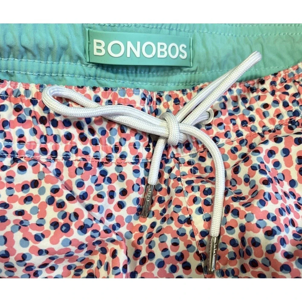 Bonobos Swim Trunks Shorts‎ Pink Blue Polka Dots Mesh Lined 7